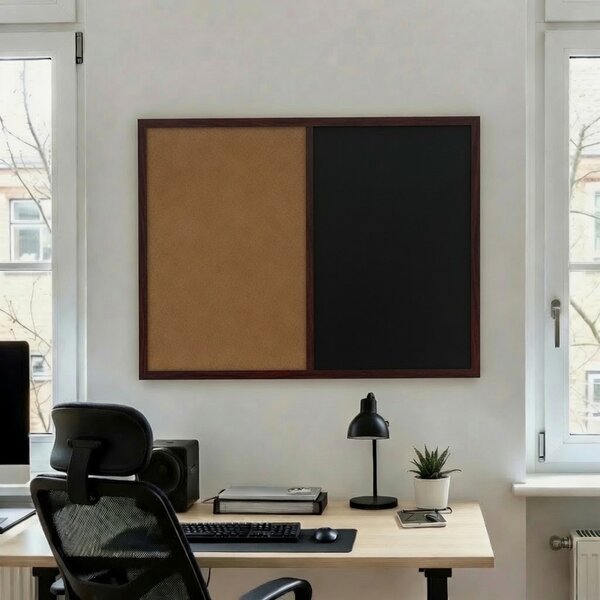 Kombinovaná tabuľa čierna v drevenom ráme NATURE LINE Palisander 60x40 cm