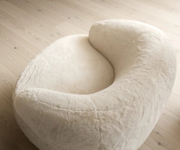 DELIFE Lounge kreslo Nova 88x88 cm plyšový manšester krémovo biela