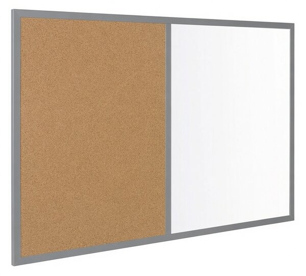 Kombinovaná tabuľa biela v šedom drevenom ráme COLOR 60x40 cm