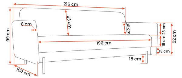 Rozkladacia pohovka s úložným priestorom Rufi - modrá