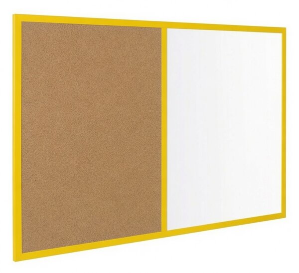 Kombinovaná tabuľa biela v žltom drevenom ráme COLOR 60x40 cm
