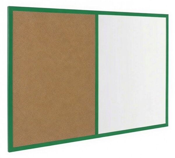 Kombinovaná tabuľa biela v zelenom drevenom ráme COLOR 60x40 cm