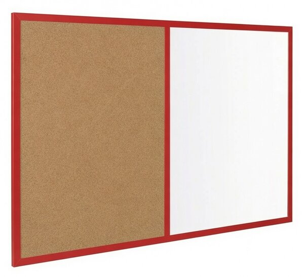 Kombinovaná tabuľa biela v červenom drevenom ráme COLOR 60x40 cm