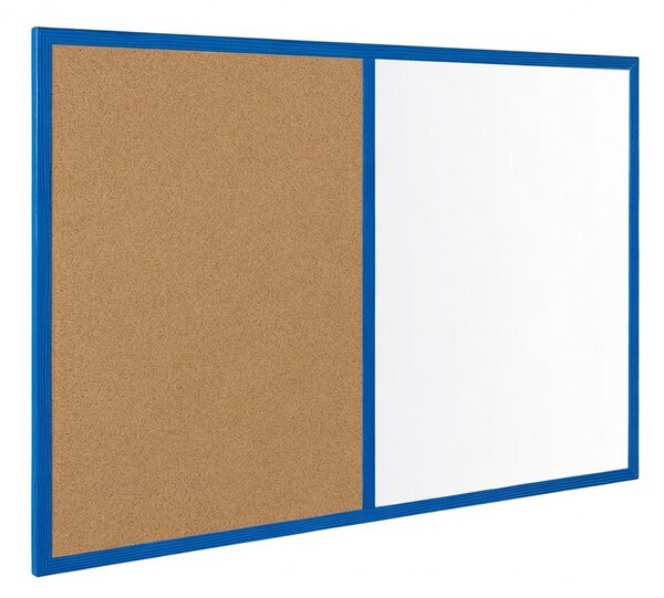 Kombinovaná tabuľa biela v modrom drevenom ráme COLOR 60x40 cm