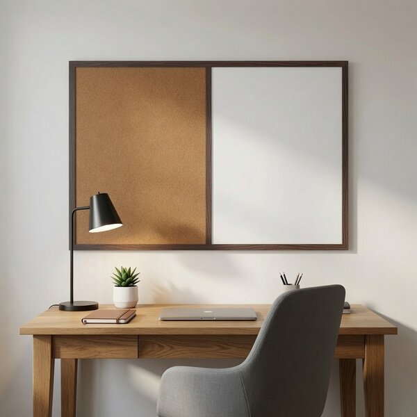 Kombinovaná tabuľa biela v drevenom ráme NATURE LINE Palisander 60x40 cm