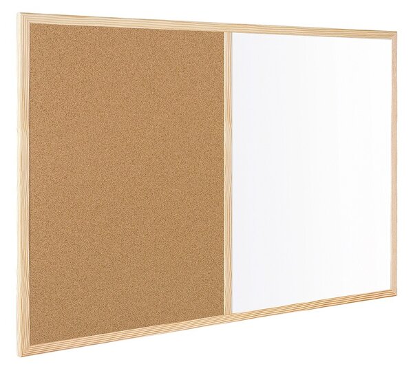Kombinovaná tabuľa biela v drevenom ráme CLASSIC 60x40 cm