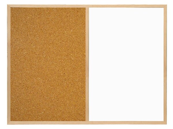 Kombinovaná tabuľa biela v drevenom ráme CLASSIC 60x40 cm