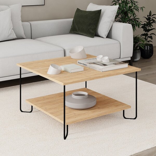 Konferenčný stolík s doskou v dubovom dekore v prírodnej farbe 80x80 cm Tonka – Marckeric