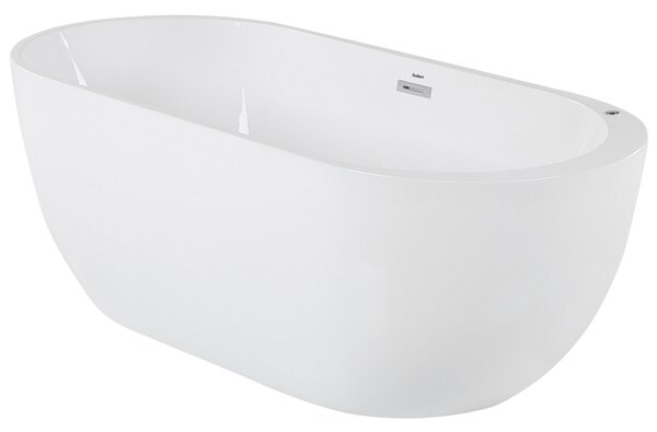 Voľne stojaca vírivá vaňa biela akrylát 170 x 80 cm s LED osvetlením hydromasážna oválny tvar elegantný moderný štýl kúpeľňa