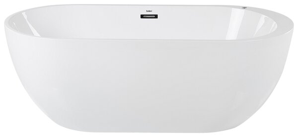 Voľne stojaca vírivá vaňa biela akrylát 170 x 80 cm s LED osvetlením hydromasážna oválny tvar elegantný moderný štýl kúpeľňa