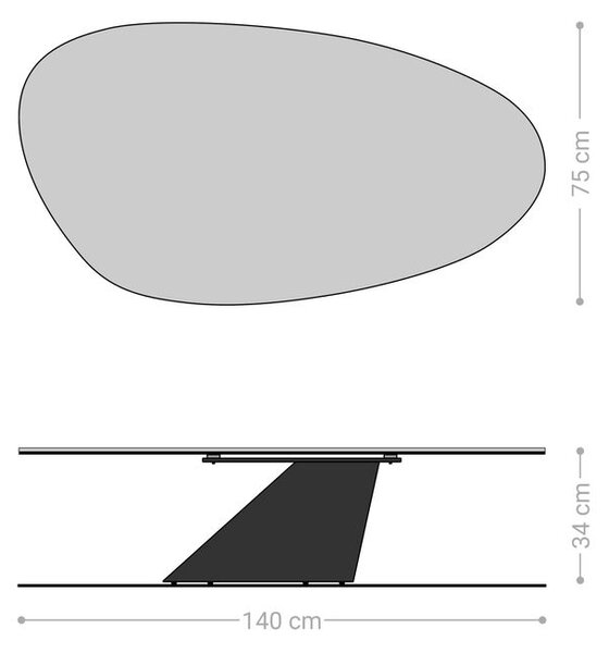 DELIFE Konferenčný stolík Edge oválny 140x75 cm keramika Laminam® Noir Desir hnedá Conis kov čierna