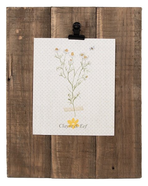 Hnedý antik drevený fotorámik s klipom Clipp - 25*3*32 cm / 13*18cm - Clayre & Eef