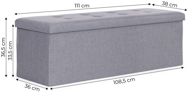 ModernHome Prešívaný úložný box 111x38 cm - svetlo sivá ModernHome