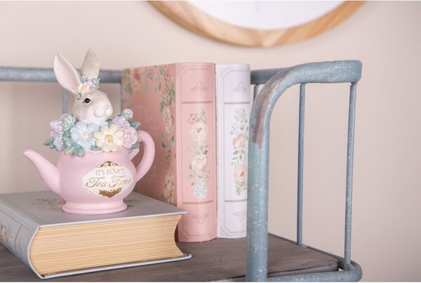 Ružový úložný box s kvetmi v tvare knihy Book Van - 17*14*5 cm - Clayre & Eef