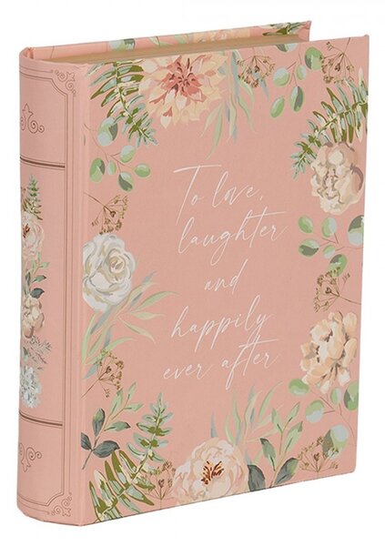 Ružový úložný box s kvetmi v tvare knihy Book Van - 17*14*5 cm - Clayre & Eef