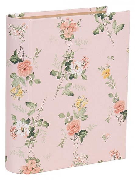 Ružový úložný box s kvetmi v tvare knihy Book Van - 17*14*5 cm - Clayre & Eef
