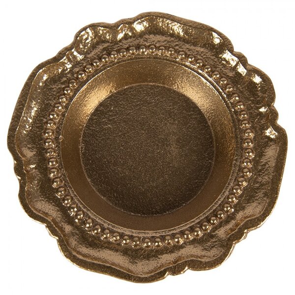 Zlatá antik dekoračná okrúhla miska Raw Gold - Ø 12*2 cm - Clayre & Eef