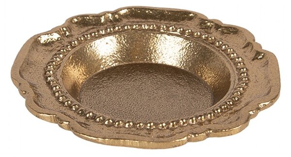 Zlatá antik dekoračná okrúhla miska Raw Gold - Ø 12*2 cm - Clayre & Eef