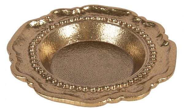 Zlatá antik dekoračná okrúhla miska Raw Gold - Ø 12*2 cm - Clayre & Eef
