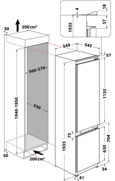 Whirlpool WHC20 T593 P + kupóny na daľší nákup - Chladnička kombinovaná zabudovateľná