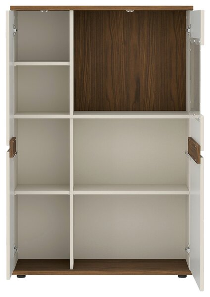 VITRÍNA, farba orecha, kašmírová, 90/135/38 cm Hom`in - Sklenené vitríny