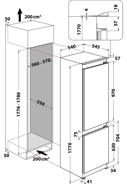Whirlpool WHC18 T574 P + kupóny na daľší nákup - Chladnička kombinovaná zabudovateľná