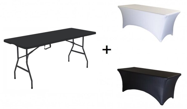 AKCE TENTino Skládací stůl 180x76 cm PŮLENÝ, bílý, STL180P Farba obrusu: BIELA / WHITE