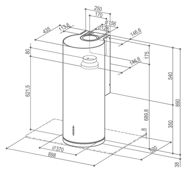 Faber CYLINDRA ISOLA XA37 nerez + kupóny na daľší nákup - Odsávač pár