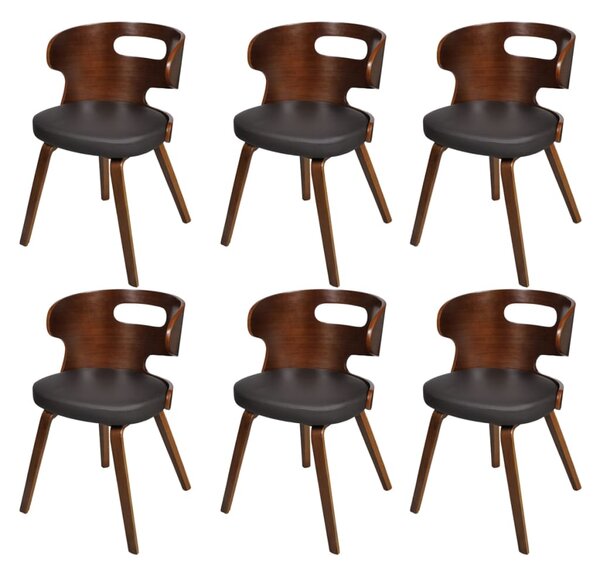 Jedálenské stoličky 6 ks hnedé umelá koža