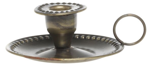 Mosadzný antik kovový svietnik na úzku sviečku Clarria - 13*5 cm - Chic Antique