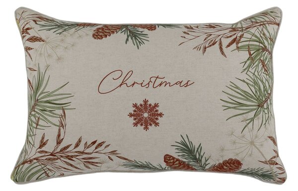 Béžová obliečka na vankúš s jedličkou Aix Christmas - 50*35 cm - Chic Antique
