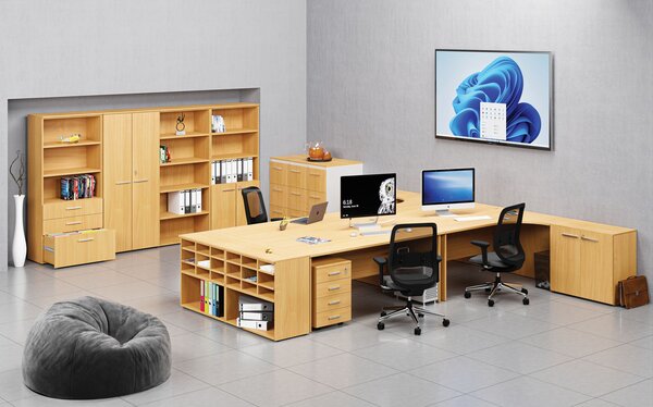 Kancelárska skriňa s dverami PRIMO WOOD, 800 x 420 x 740 mm, buk