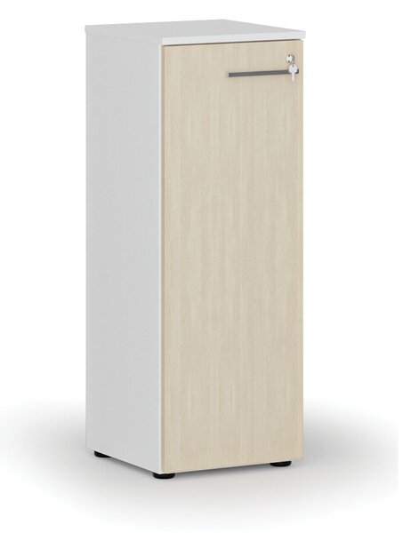 Nízka kancelárska skriňa s dverami PRIMO WHITE, 400 x 420 x 1087 mm, biela/breza