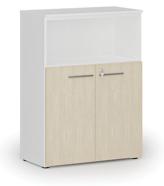 Kombinovaná kancelárska skriňa PRIMO WHITE, 800 x 420 x 1087 mm, biela/breza