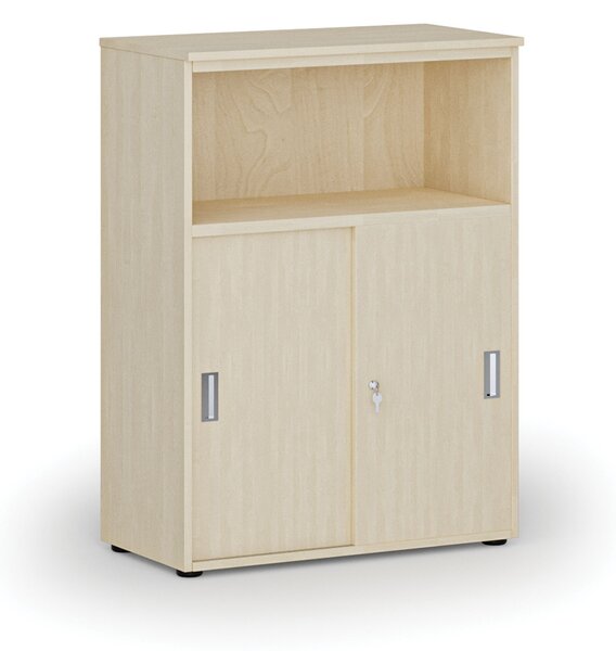 Kombinovaná kancelárska skriňa so zásuvnými dverami PRIMO WOOD, 800 x 420 x 1087 mm, breza