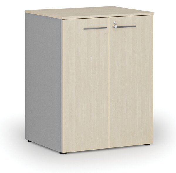 Kancelárska skriňa s dverami PRIMO GRAY, 2 police, 800 x 640 x 1027 mm, sivá/breza