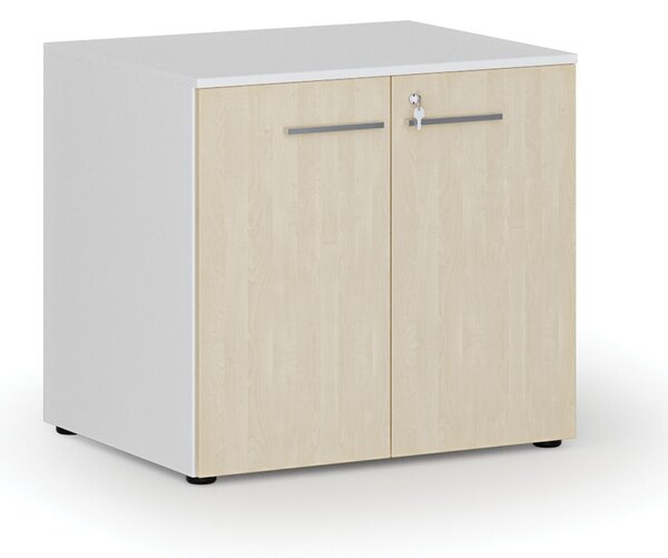 Kancelárska skriňa s dverami PRIMO WHITE, 800 x 640 x 735 mm, biela/breza