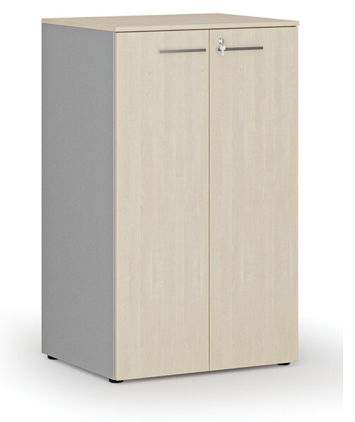 Kancelárska skriňa s dverami PRIMO GRAY, 3 police, 800 x 640 x 1335 mm, sivá/breza