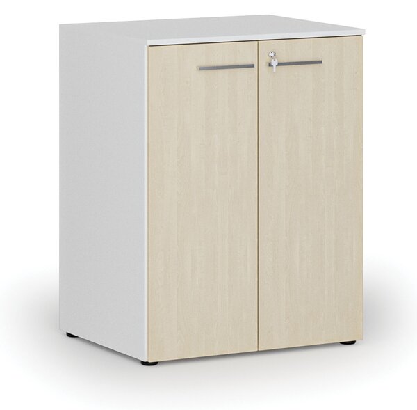 Kancelárska skriňa s dverami PRIMO WHITE, 2 police, 800 x 640 x 1027 mm, biela/breza