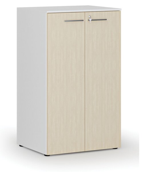 Kancelárska skriňa s dverami PRIMO WHITE, 3 police, 800 x 640 x 1335 mm, biela/breza