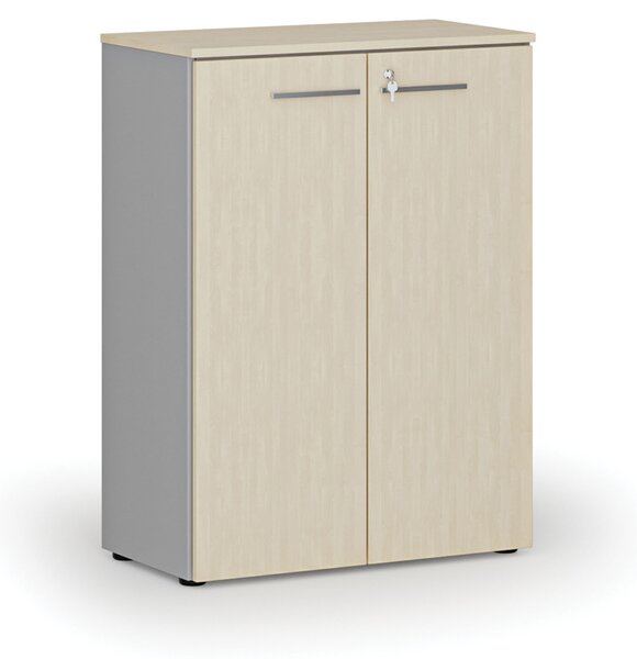 Kancelárska skriňa s dverami PRIMO GRAY, 800 x 420 x 1087 mm, sivá/breza