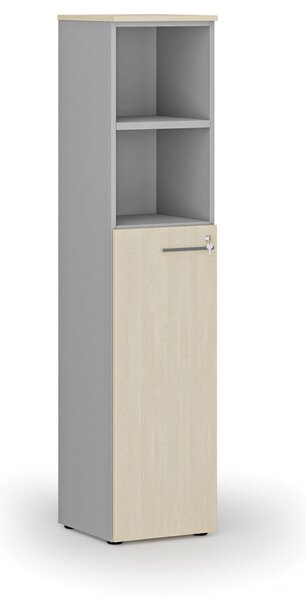Kombinovaná kancelárska skriňa PRIMO GRAY, dvere na 3 poschodia, 400 x 420 x 1781 mm, sivá/breza