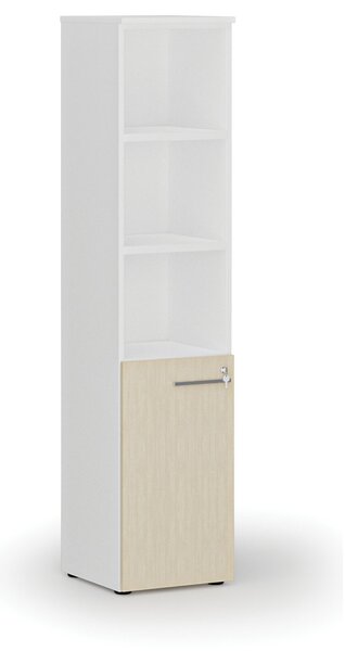 Kombinovaná kancelárska skriňa PRIMO WHITE, dvere na 2 poschodia, 400 x 420 x 1781 mm, biela/breza