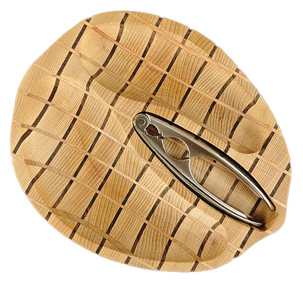 AMADEA Drevená miska mozaika v tvare orecha s luskáčikom, masívne drevo, 2 druhy drevín, 28x23x4,5 cm