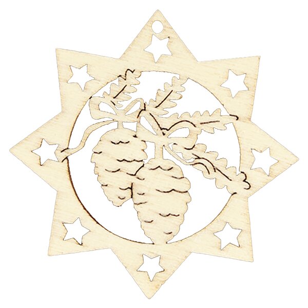 AMADEA Drevená ozdoba hviezda so šiškami 6 cm
