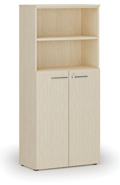 Kombinovaná kancelárska skriňa PRIMO WOOD, dvere na 3 poschodia, 800 x 420 x 1781 mm, breza