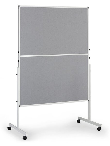 Mobilná informačná tabuľa, sklopná, sivá látka, 1200 x 1500 mm