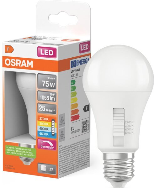 LED Stmievateľná žiarovka CLASSIC A60 E27/10,5W/230V 2700/3000/4000/6500K - Osram
