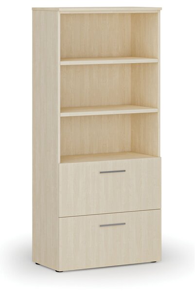 Skriňa so zásuvkami pre závesné zložky PRIMO WOOD, 800 x 420 x 1781 mm, breza