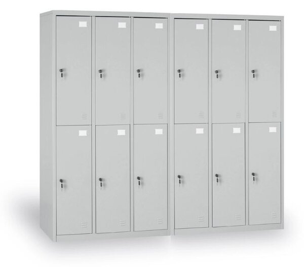 Šatníková skriňa S2 s úložnými boxami, 6 boxov, 1820 x 900 x 500 mm, demont, cylindrický zámok, oranžové dvere